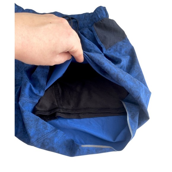 Lululemon Surge Lined Short 6" Gravel Dust Symphony Blue True Navy Sz M Gym - Picture 10 of 16